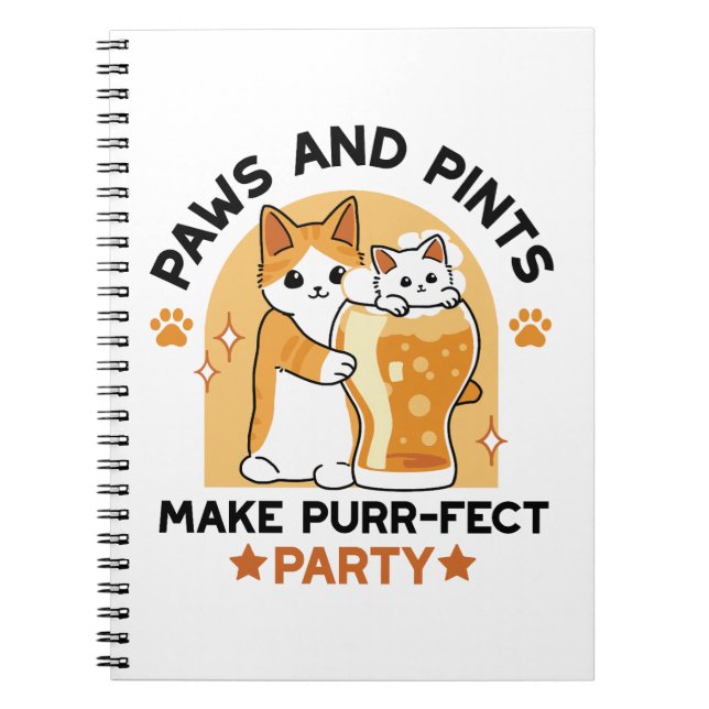 Oktoberfest Cat Party Paws and Pints Notebook (Front)