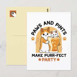 Oktoberfest Cat Party Paws and Pints Postcard