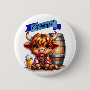 Oktoberfest Cow With Beer 2 Inch Round Button