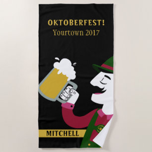 Oktoberfest custom name  & text beach towel