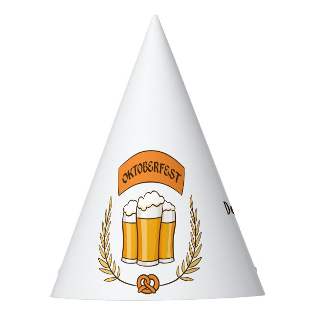 Oktoberfest custom name & text party hat (Front)
