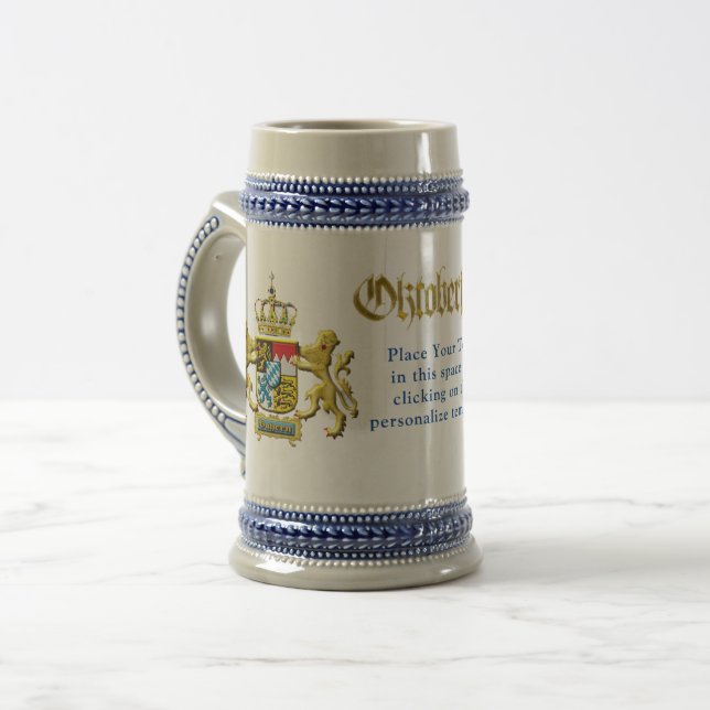 Oktoberfest Customizable Bavaria Crest  Beer Stein (Front Left)