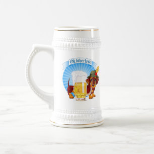 Oktoberfest Cute Dachshund in Alpine Hat Beer Stein