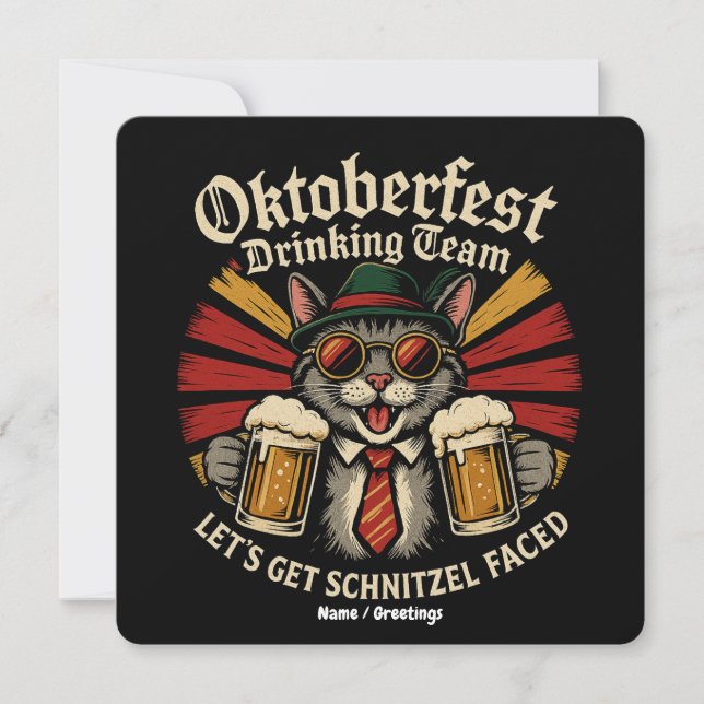 Oktoberfest Drinking Team Lets Get Schnitzel Faced Invitation (Front)