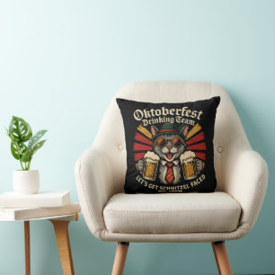 Oktoberfest Drinking Team Lets Get Schnitzel Faced Throw Pillow