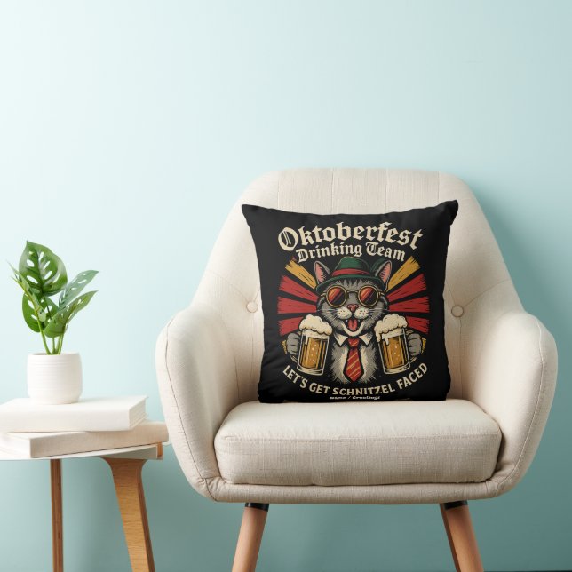 Oktoberfest Drinking Team Lets Get Schnitzel Faced Throw Pillow (Chair)