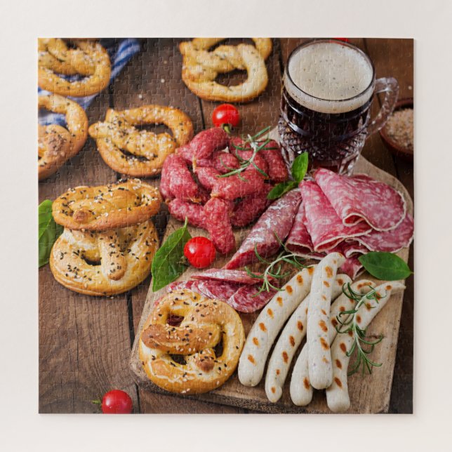 Oktoberfest Food Tasty Pretzels Sausages Beer Jigsaw Puzzle (Vertical)