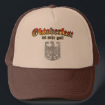 Oktoberfest German Beer Drinking Trucker Hat Prost<br><div class="desc">It's the Fall time of year again so gear up with your professionally designed Oktoberfest (Octoberfest) ist sehr gut (is very good)! graphic trucker hat. The cap is three dimensional looking in traditional German Deutsch colours (red, yellow gold and black). So whether you are celebrating Oktoberfest in Germany Deutschland, America...</div>