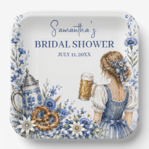 Oktoberfest German Beer Pretzel Bridal Shower Paper Plate