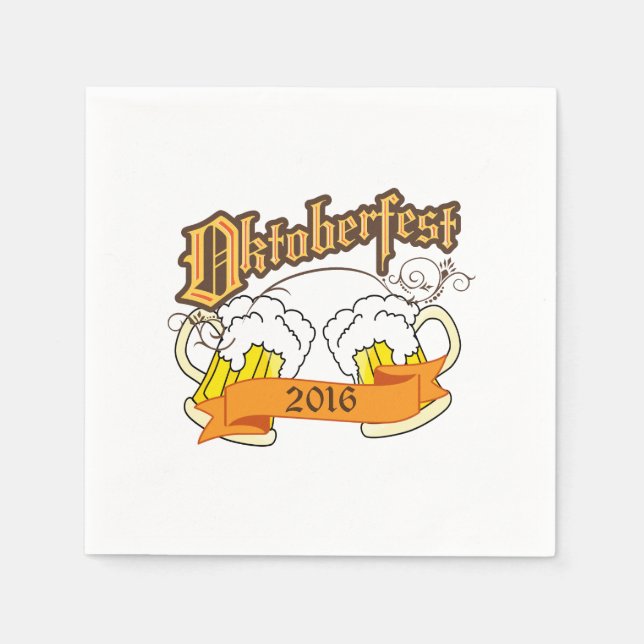 Oktoberfest German Festival Beer Steins Typography Napkin (Front)