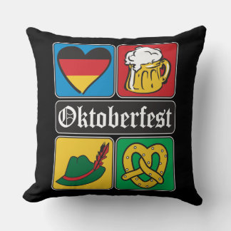 Oktoberfest German Icons Throw Pillow