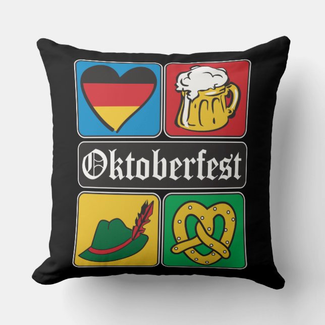 Oktoberfest German Icons Throw Pillow (Front)
