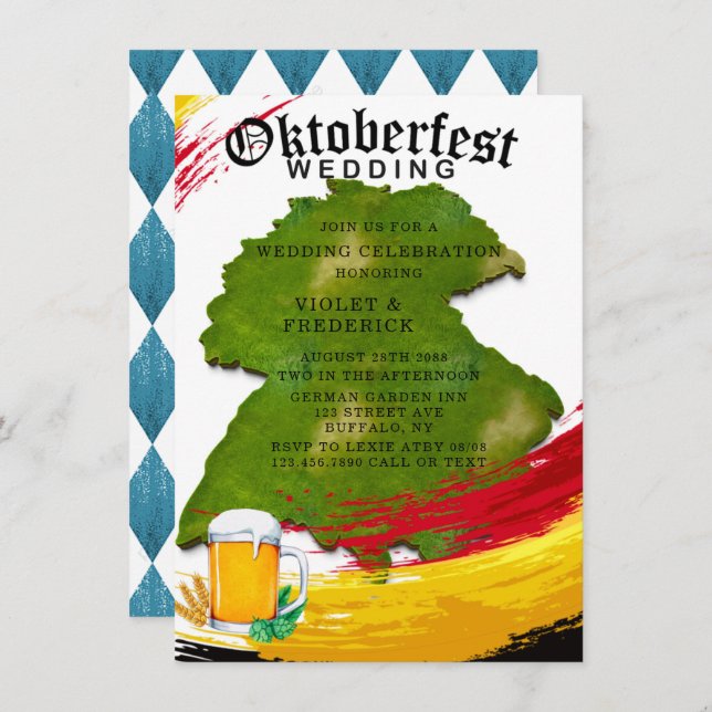 Oktoberfest Germany Mao Wedding Celebration  Invitation (Front/Back)