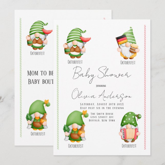 Oktoberfest Gnome Baby Shower Invitation (Front/Back)