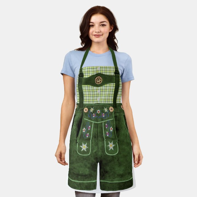 Oktoberfest Green Lederhosen Apron (Worn)