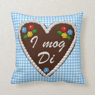 Oktoberfest Heart "I mog Di" Throw Pillow