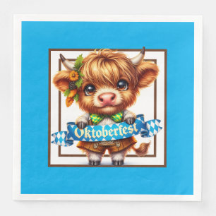 Oktoberfest Highland Cow  Paper Dinner Napkins