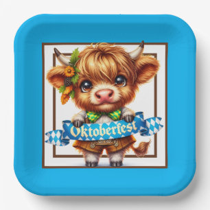 Oktoberfest Highland Cow  Paper Dinner Napkins Plate