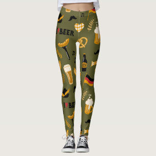 Oktoberfest I Love Beer Pattern Leggings