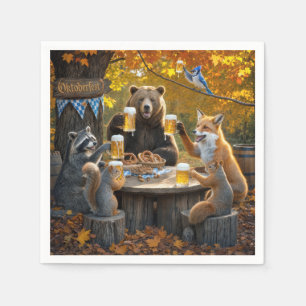 Oktoberfest In the Forest with Wildlife Napkin