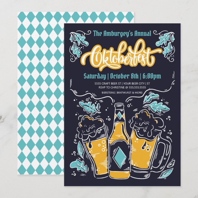 Oktoberfest Invitation - Beer Invitation (Front/Back)