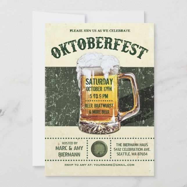 Oktoberfest Invitations - Vintage Rustic v.3 (Front)