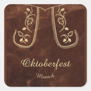 Oktoberfest Lederhosen Bavarian Embroidery   Square Sticker
