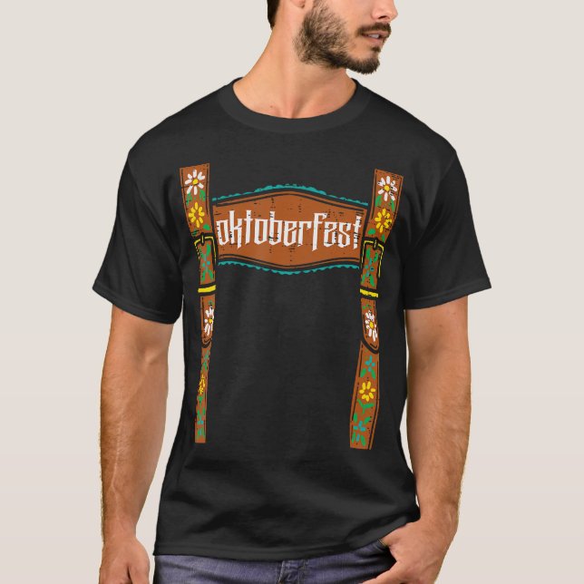 Oktoberfest Lederhosen Costume Cute German Bavaria T-Shirt (Front)