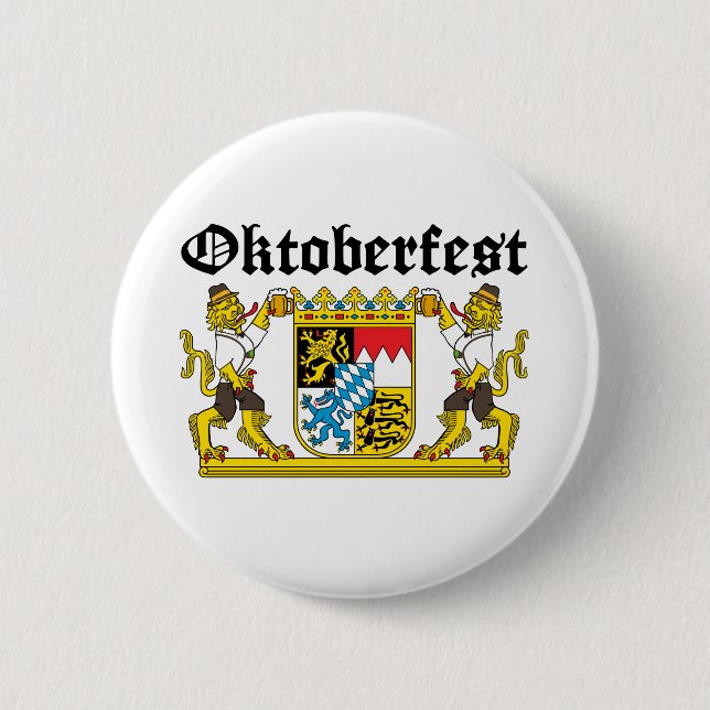 Oktoberfest - Leones con cerveza 2 Inch Round Button (Front)