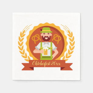 Oktoberfest Man in Alpine Hat with Beer Napkin