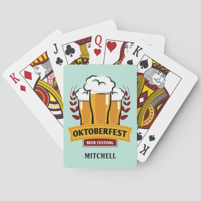 Oktoberfest nom personnalisé jeu de cartes (dos)