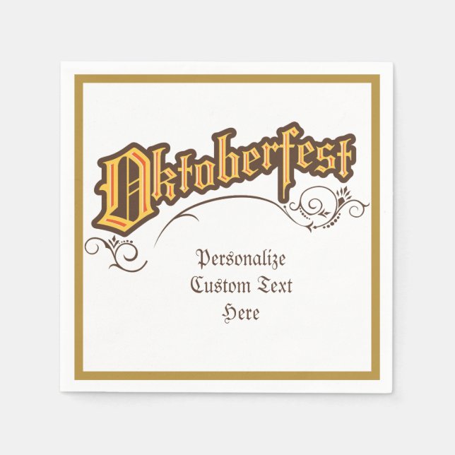 Oktoberfest October Beer Celebration Personalize Napkin (Front)