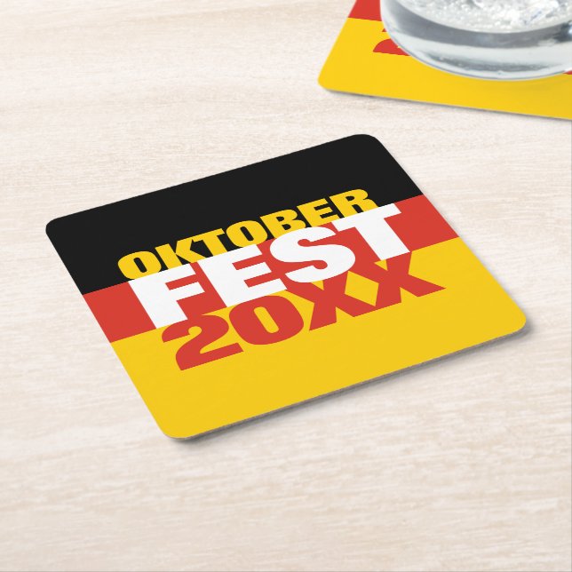 Oktoberfest Octoberfest German Flag Square Paper Coaster (Angled)