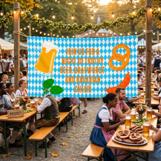 Oktoberfest Party Banner | Bavarian Beer & Pretzel