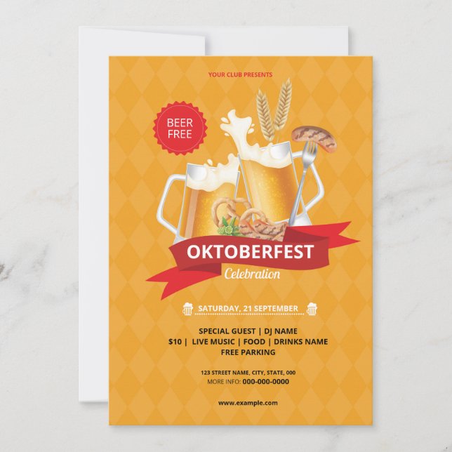 Oktoberfest Party Invitation Flyer Modèle (Devant)