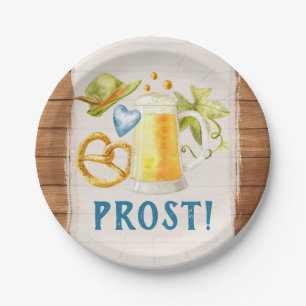 Oktoberfest Party Rustic Bavarian Beer Stein Paper Plate