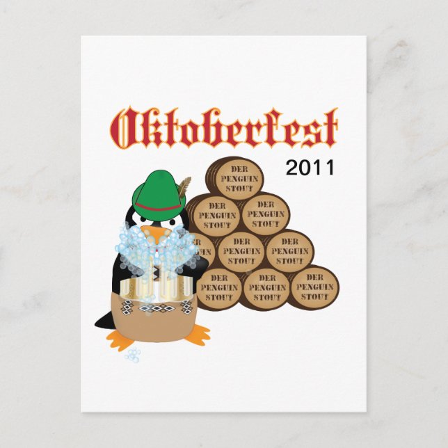 Oktoberfest Penguin Postcard (Front)