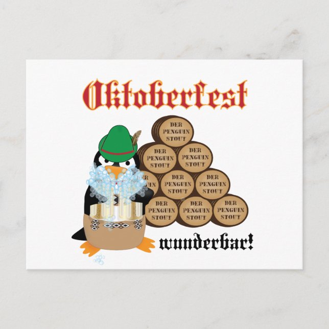 Oktoberfest Penguin Postcard (Front)