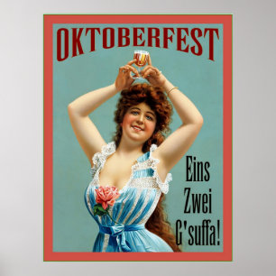 Oktoberfest ~ Poster publicitaire bavarois Vintage