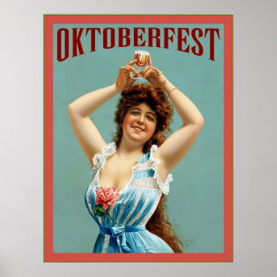 Oktoberfest ~ Poster publicitaire bavarois Vintage