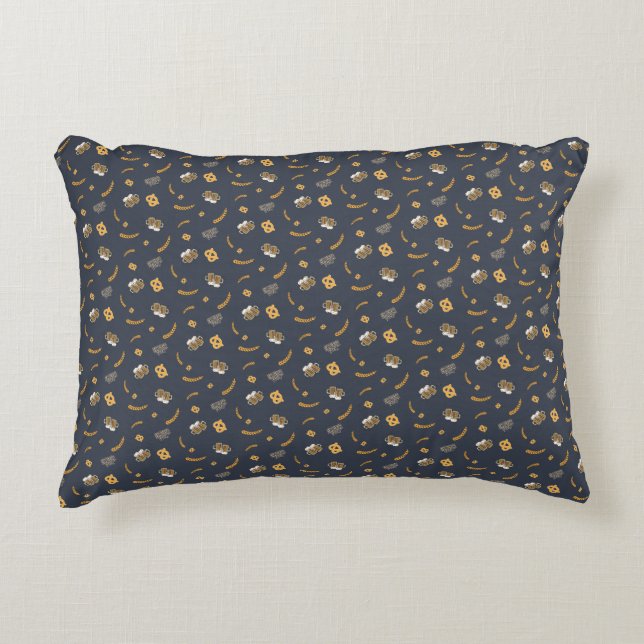 Oktoberfest Pretzel Beer Festival Pattern Blue Accent Pillow (Front)