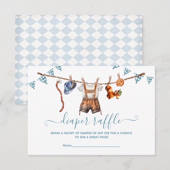 Oktoberfest Pretzel lederhosen diaper raffle Invitation (Front/Back)