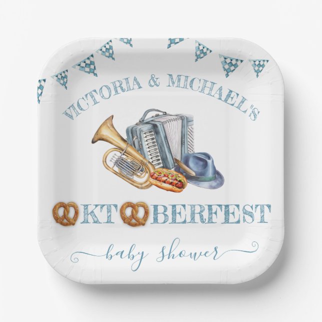 Oktoberfest Pretzel Party Paper Plate (Front)