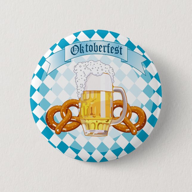 Oktoberfest Pretzels & Beer 2 Inch Round Button (Front)