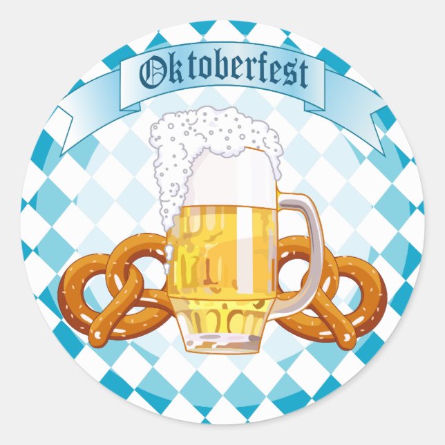 Oktoberfest Pretzels & Beer Classic Round Sticker (Front)