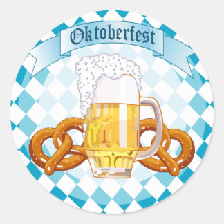 Oktoberfest Pretzels & Beer Classic Round Sticker