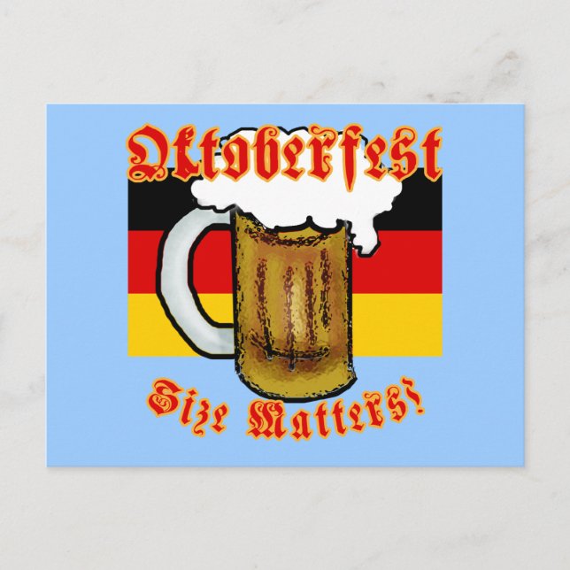 Oktoberfest Size Matters Fun Tshirt Postcard (Front)