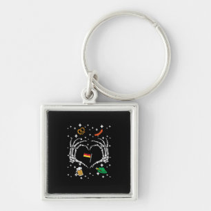Oktoberfest Skeleton Hand Heart Flag German Keychain