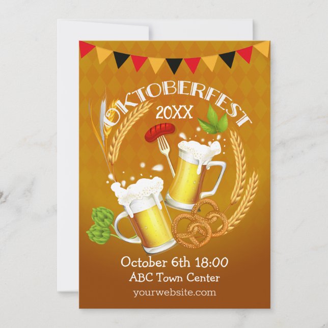 Oktoberfest Toasting Beer Invitation (Front)