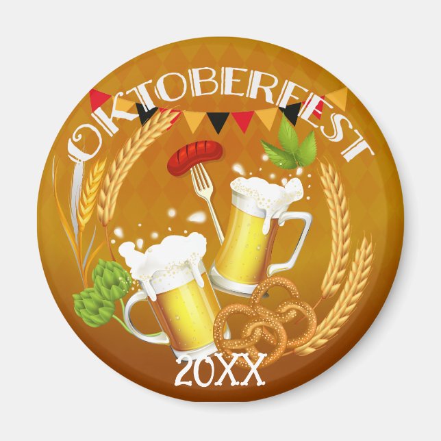 Oktoberfest Toasting Beer Magnet (Front)